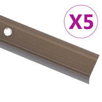 Perfil p/ escada em forma de L 5 pcs alumínio 100 cm castanho