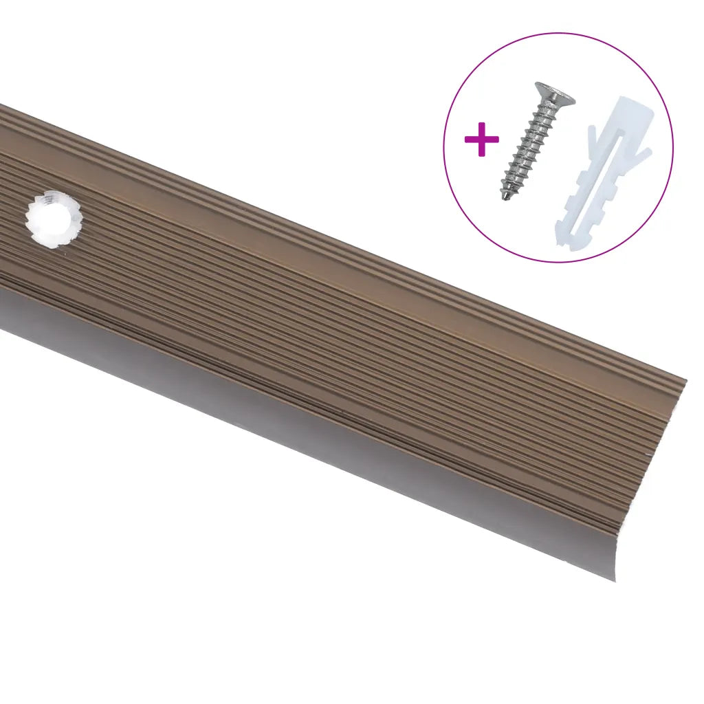 Perfil p/ escada em forma de L 5 pcs alumínio 100 cm castanho