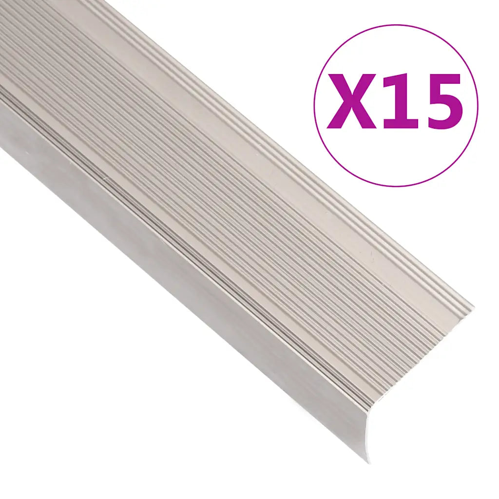 Perfil p/ escada em forma de L 15 pcs alumínio 100 cm champanhe