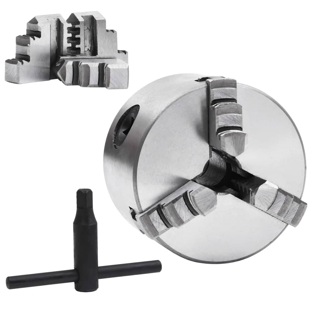 vidaXL Bucha de torno autocentrante com 3 grampos 80 mm aço