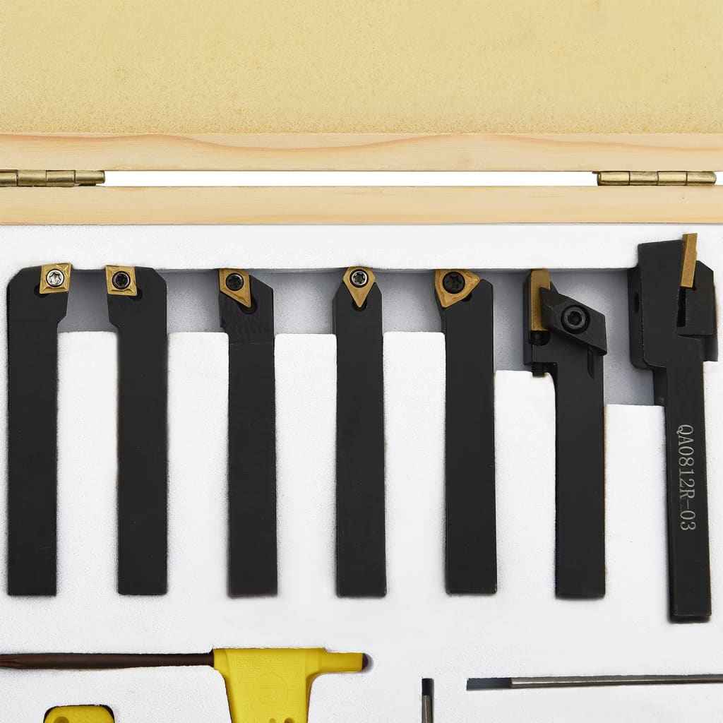 vidaXL 12 pcs conj. ferramentas torneamento intercambiável 8x8mm 70mm