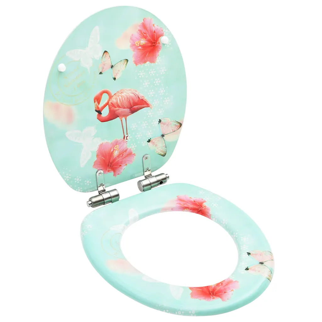 Assento de sanita com tampa de fecho suave MDF design flamingo