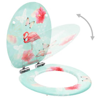 Assento de sanita com tampa de fecho suave MDF design flamingo