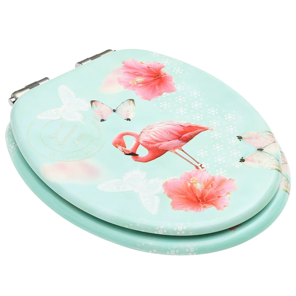 Assento de sanita com tampa de fecho suave MDF design flamingo