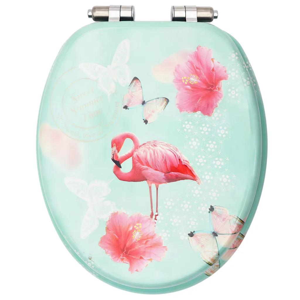 Assento de sanita com tampa de fecho suave MDF design flamingo