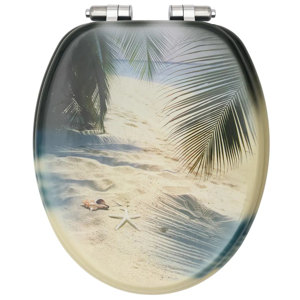 Assento de sanita com tampa de fecho suave MDF design praia