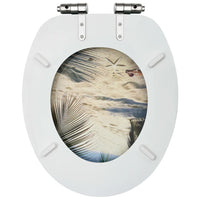 Assento de sanita com tampa de fecho suave MDF design praia
