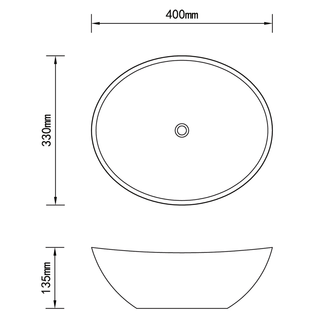 Lavatório luxuoso formato oval 40x33 cm cerâmica  mate