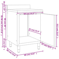 Mesa de trabalho comercial c/ armário 60x60x96cm aço inoxidável