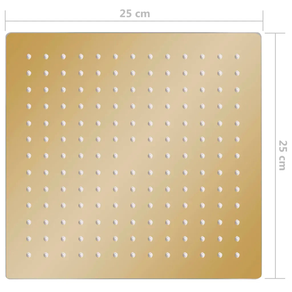 Cabeça de chuveiro quadrada 25x25 cm aço inoxidável dourado