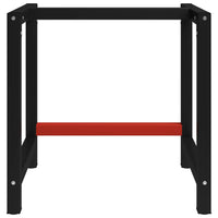 vidaXL Estrutura banco de trabalho 80x57x79 cm metal preto e vermelho