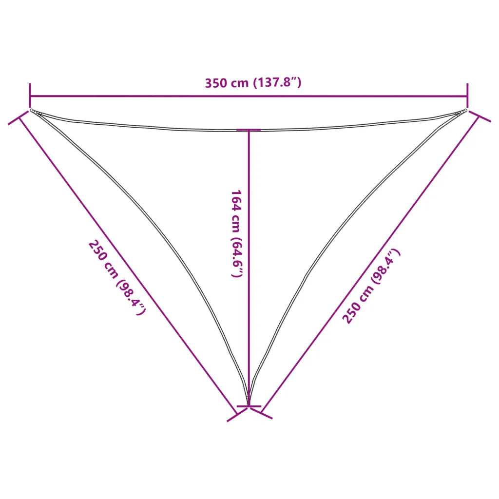 Toldo em tecido Oxford triangular 2,5x2,5x3,5 m