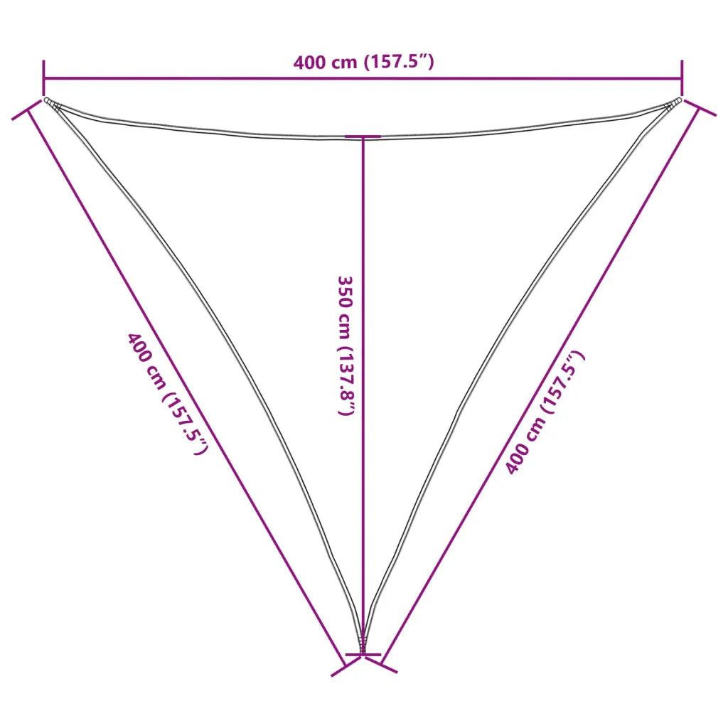 Para-sol estilo vela tecido oxford triangular 4x4x4 m