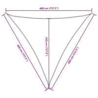 Para-sol estilo vela tecido oxford triangular 4x4x4 m