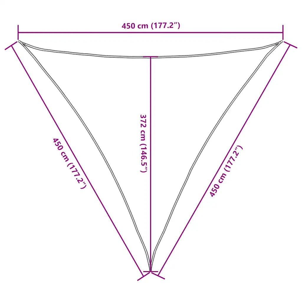 Para-sol est. vela tecido oxford triang. 4,5x4,5x4,5m