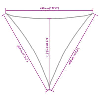 Para-sol est. vela tecido oxford triang. 4,5x4,5x4,5m