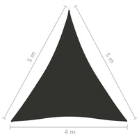Para-sol estilo vela tecido oxford triangular 4x5x5 m