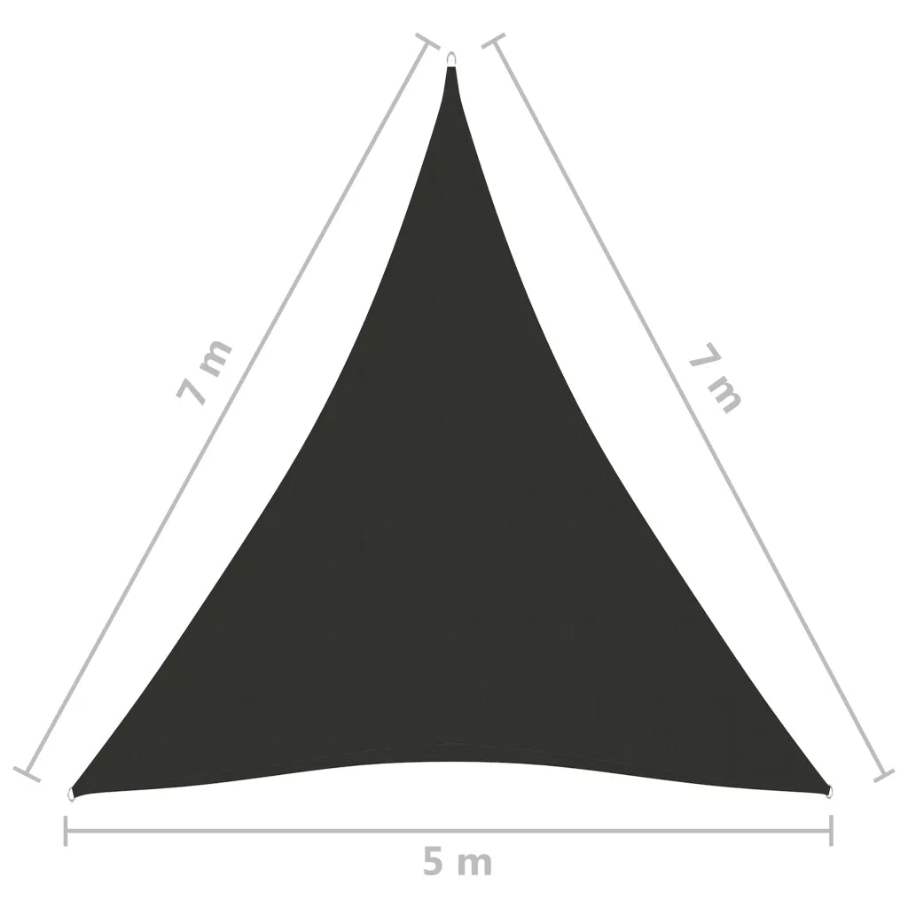 Para-sol estilo vela tecido oxford triangular 5x7x7 m