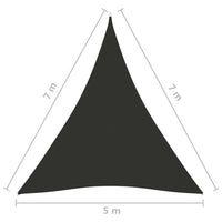 Para-sol estilo vela tecido oxford triangular 5x7x7 m