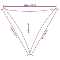 Para-sol estilo vela tecido oxford triangular 6x6x6 m