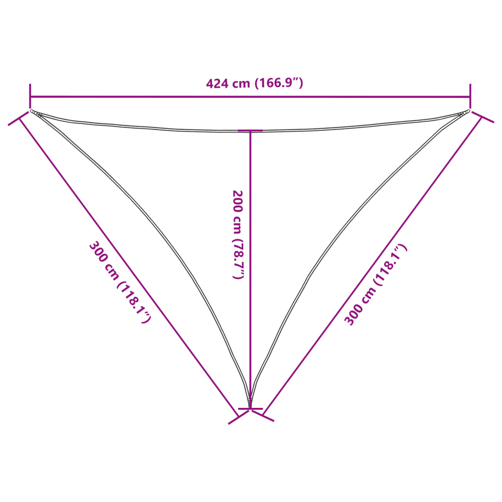 Para-sol estilo vela tecido oxford triangular 3x3x4,24 m