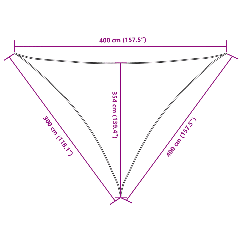 Para-sol estilo vela tecido oxford triangular 3x4x4 m