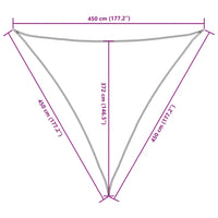 Para-sol estilo vela tecido oxford triangular 4,5x4,5x4,5m