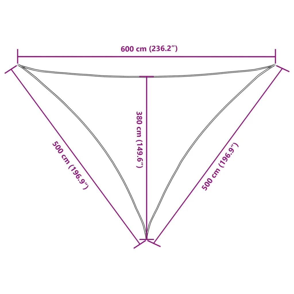 Para-sol estilo vela tecido oxford triangular 5x5x6 m