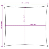 Para-sol vela tecido oxford quadrado 2,5x2,5 m