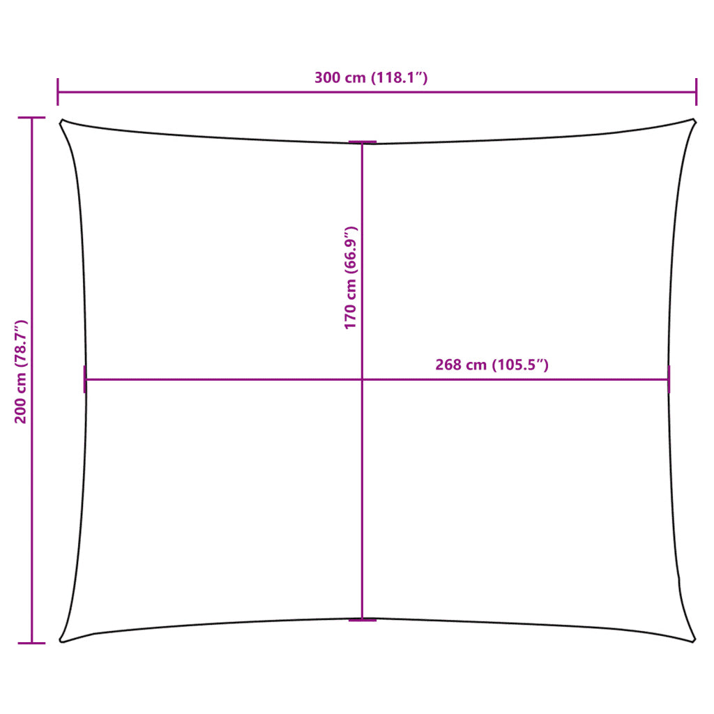 Para-sol estilo vela tecido oxford retangular 2x3 m cor