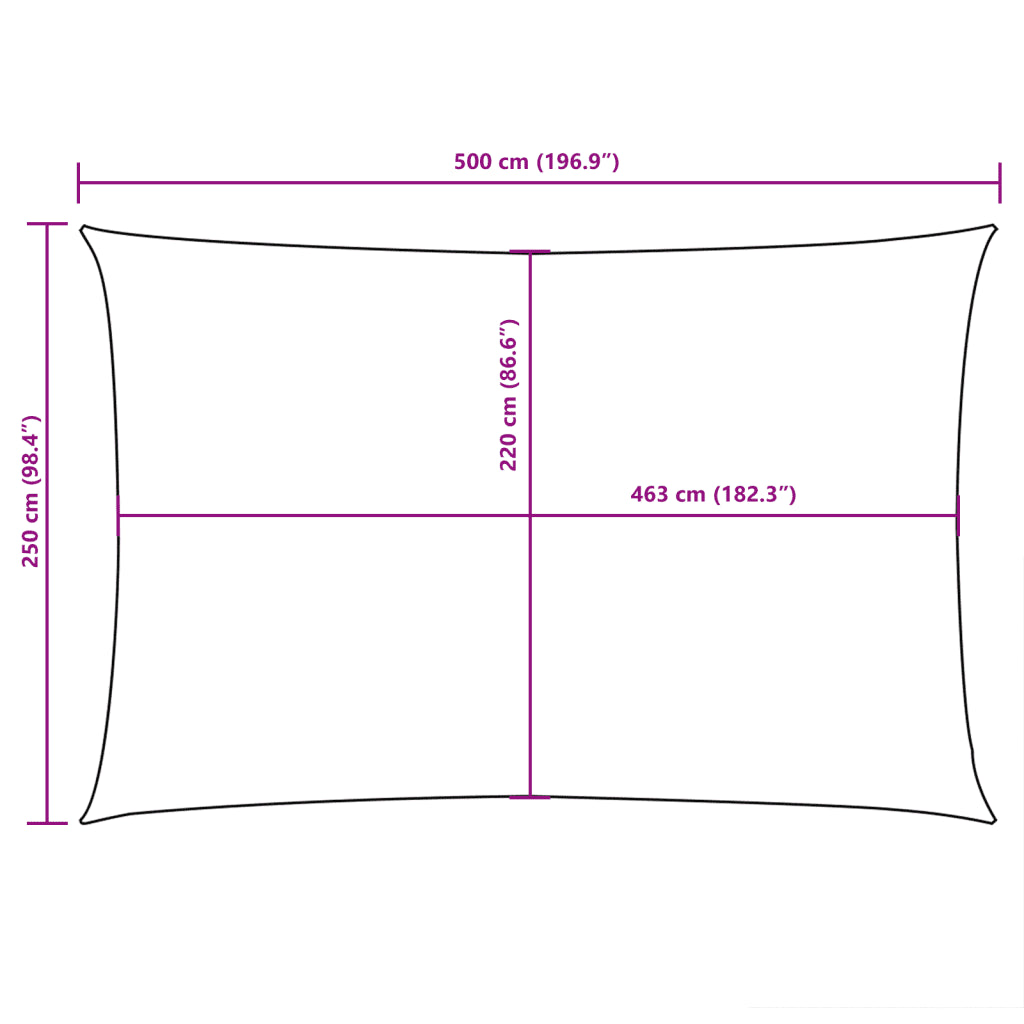 Para-sol estilo vela tecido oxford retangular 2,5x5 m