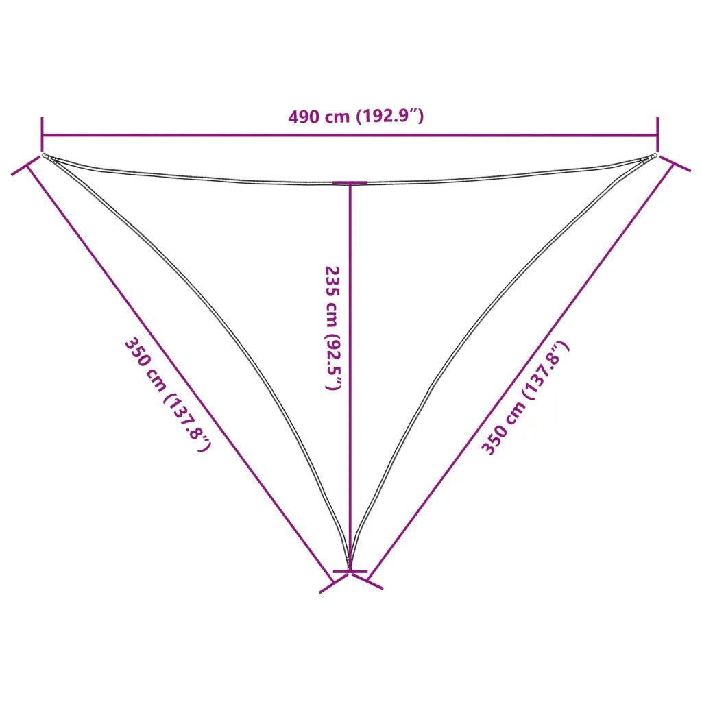 Para-sol est. vela tecido oxford triang. 3,5x3,5x4,9m cor