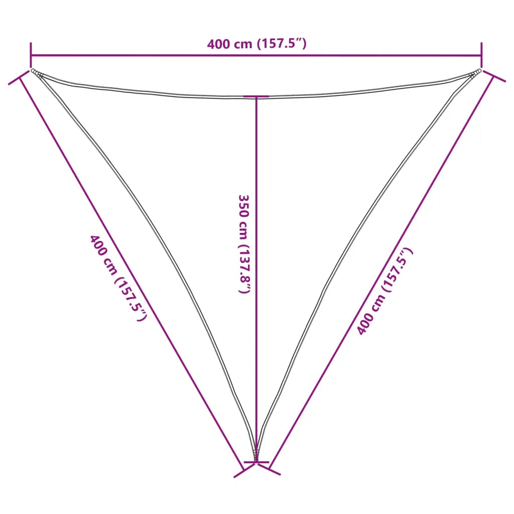 Para-sol estilo vela tecido oxford triangular 4x4x4 m