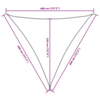 Para-sol estilo vela tecido oxford triangular 4x4x4 m
