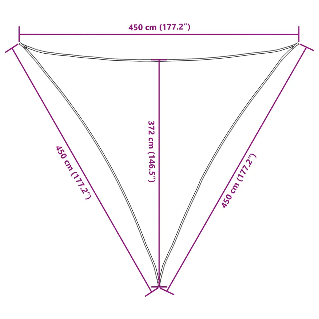 Para-sol est. vela tecido oxford triang. 4,5x4,5x4,5m cor