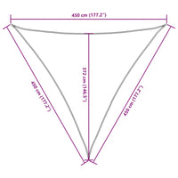 Para-sol est. vela tecido oxford triang. 4,5x4,5x4,5m cor
