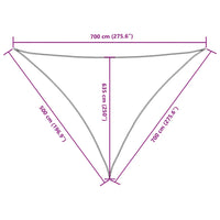 Para-sol estilo vela tecido oxford triangular 5x7x7 m cor