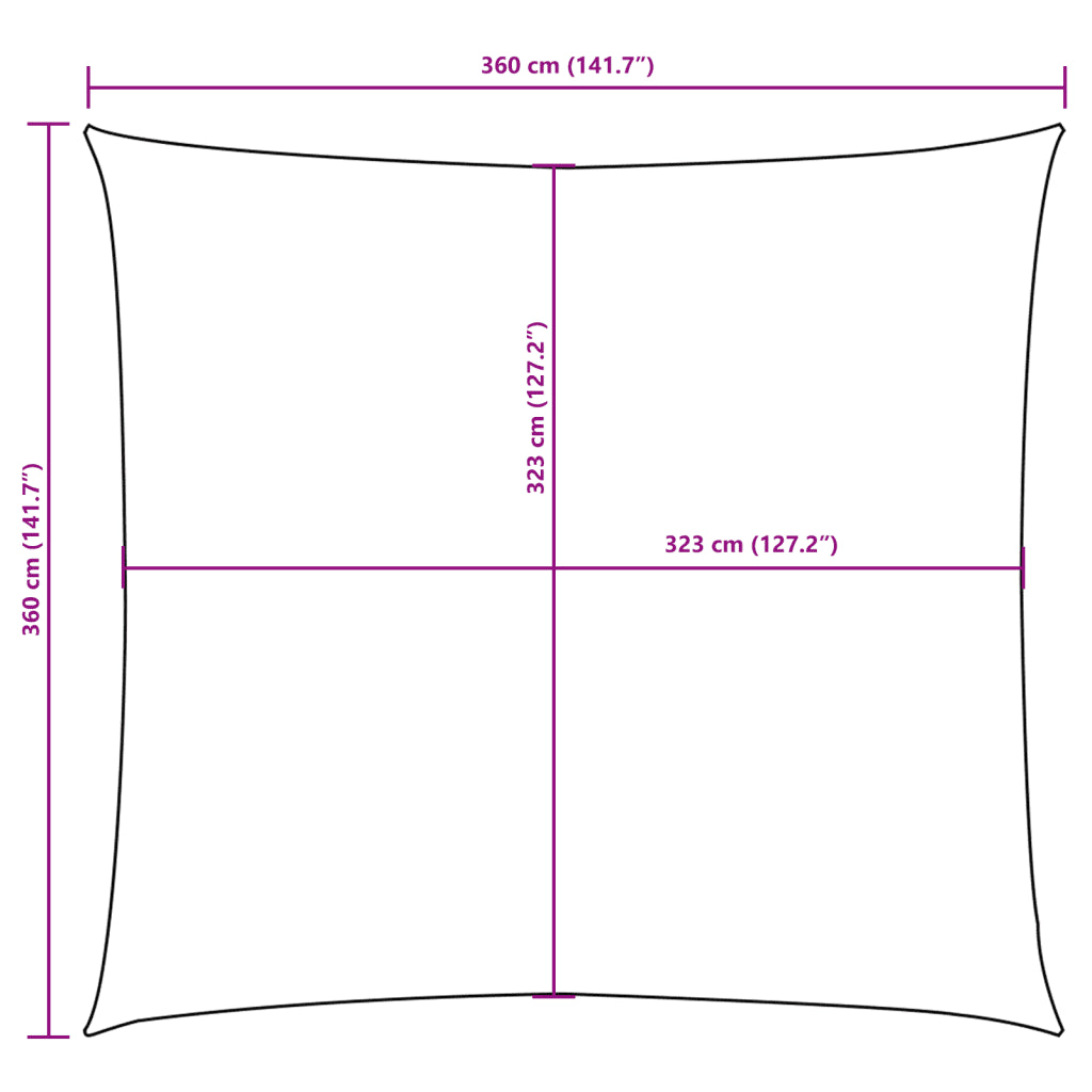 Para-sol estilo vela tecido oxford quadrangular 3,6x3,6m