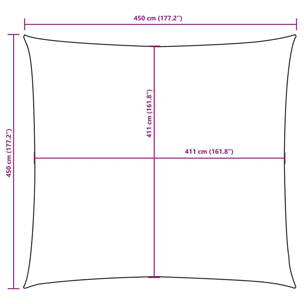 Para-sol estilo vela tecido oxford quadrado 4,5x4,5 m