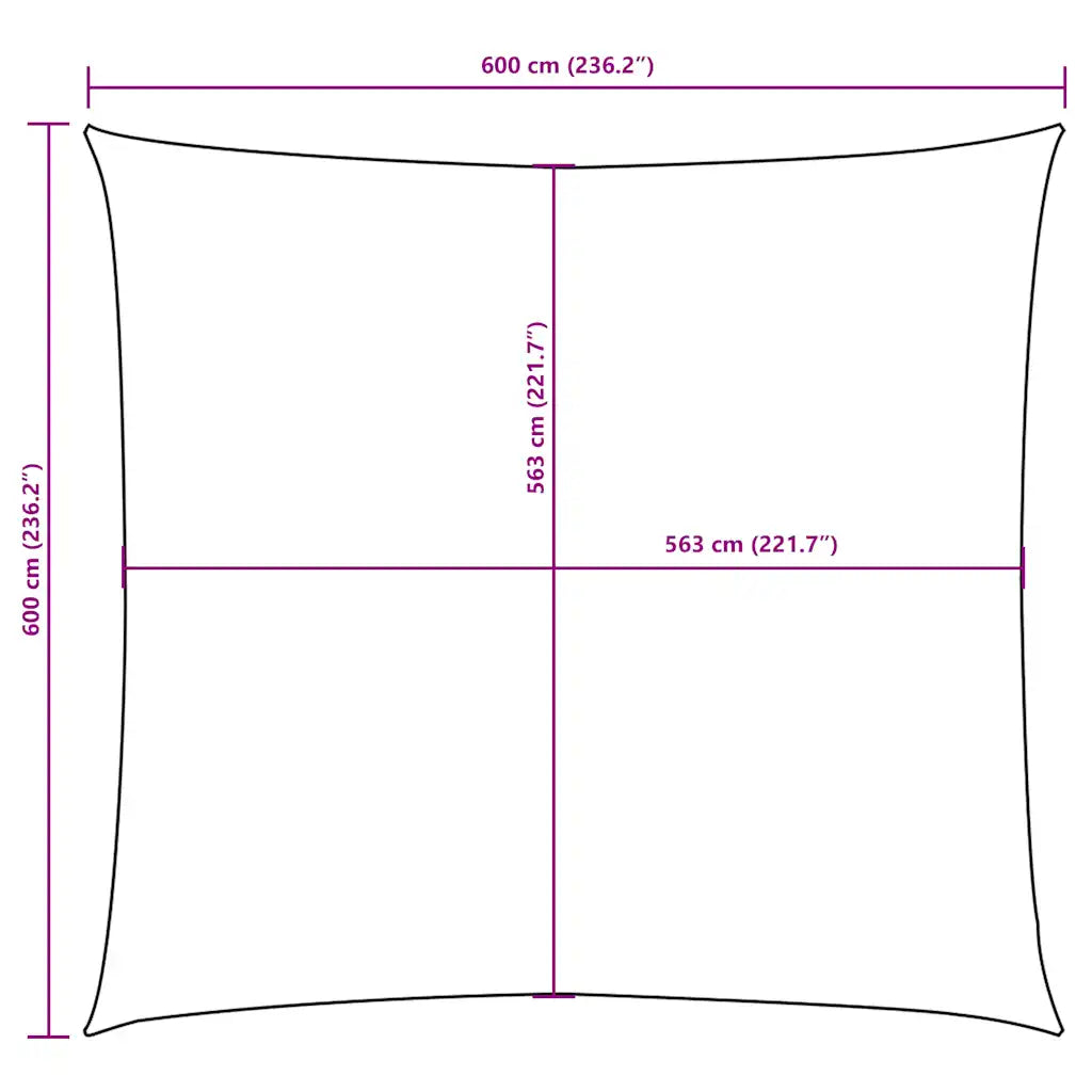 Para-sol estilo vela tecido oxford quadrado 6x6 m