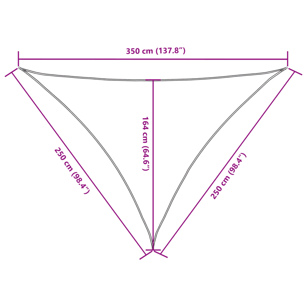 Para-sol vela tecido oxford triangular 2,5x2,5x3,5 m