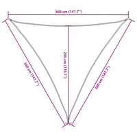 Para-sol vela tecido oxford triangular 3,6x3,6x3,6 m