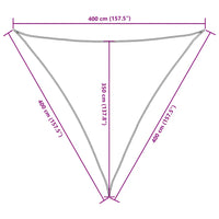 Para-sol estilo vela tecido oxford triangular 4x4x4 m
