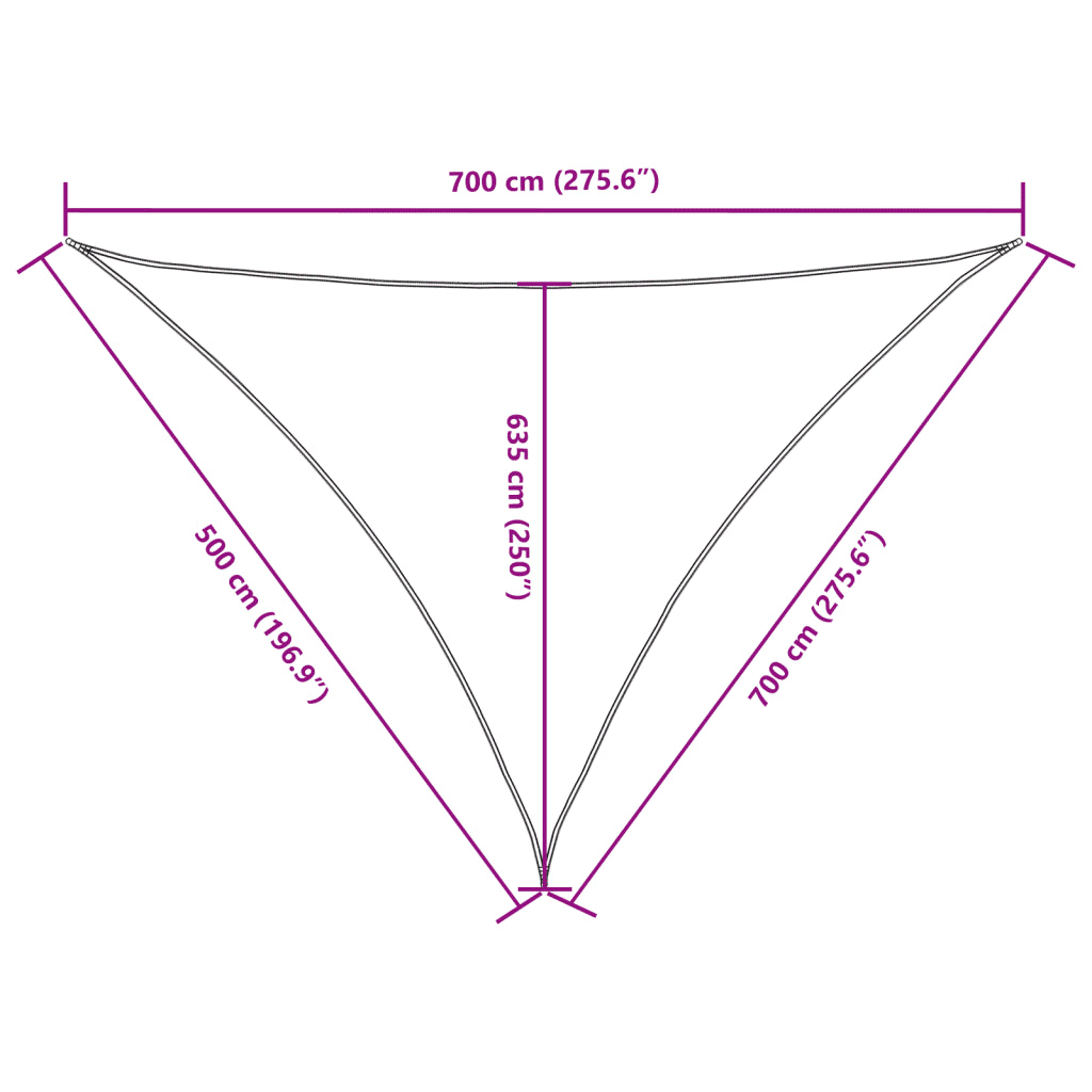 Para-sol estilo vela tecido oxford triangular 5x7x7 m