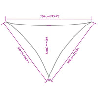 Para-sol estilo vela tecido oxford triangular 5x7x7 m