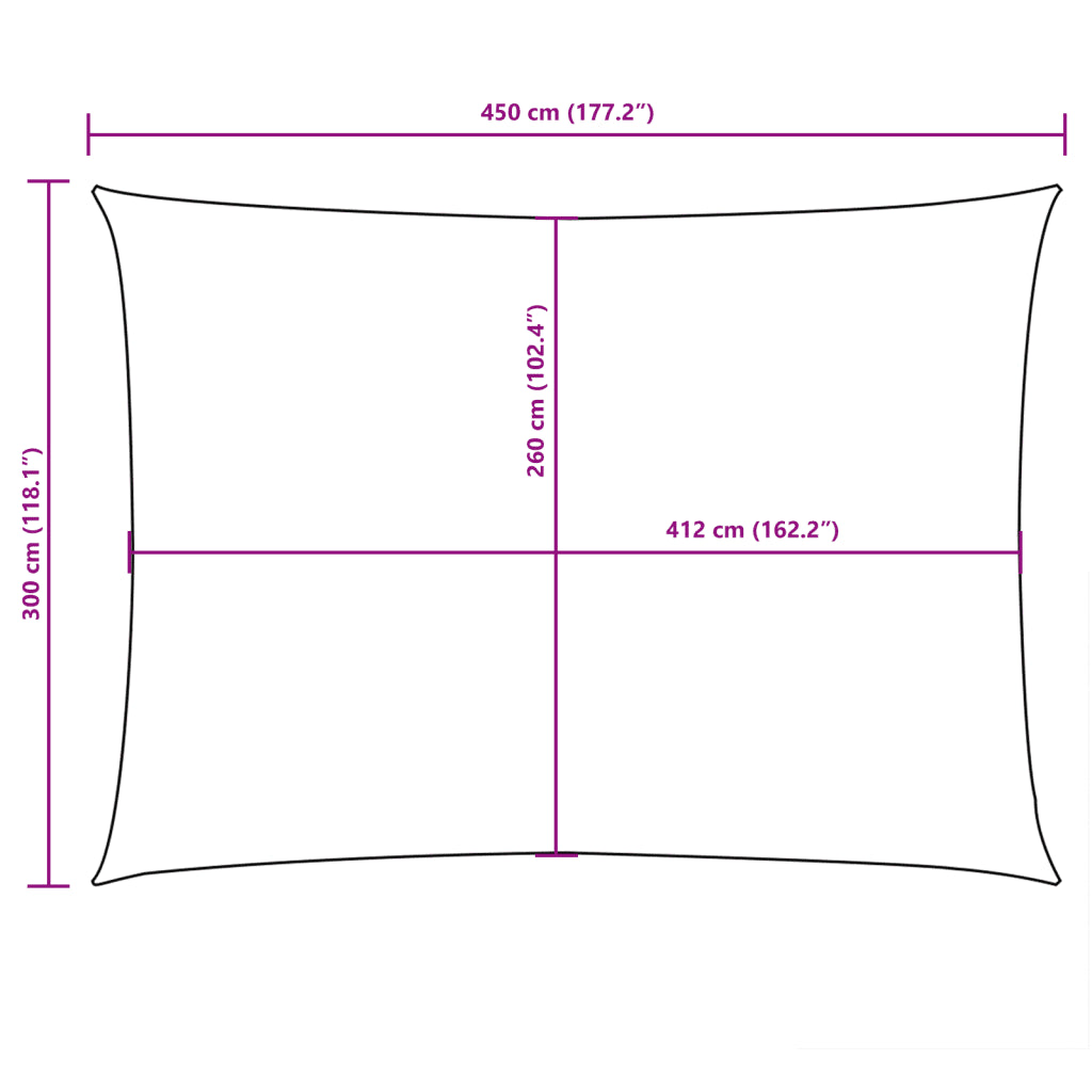 Para-sol estilo vela tecido oxford retangular 3x4,5 m terracota