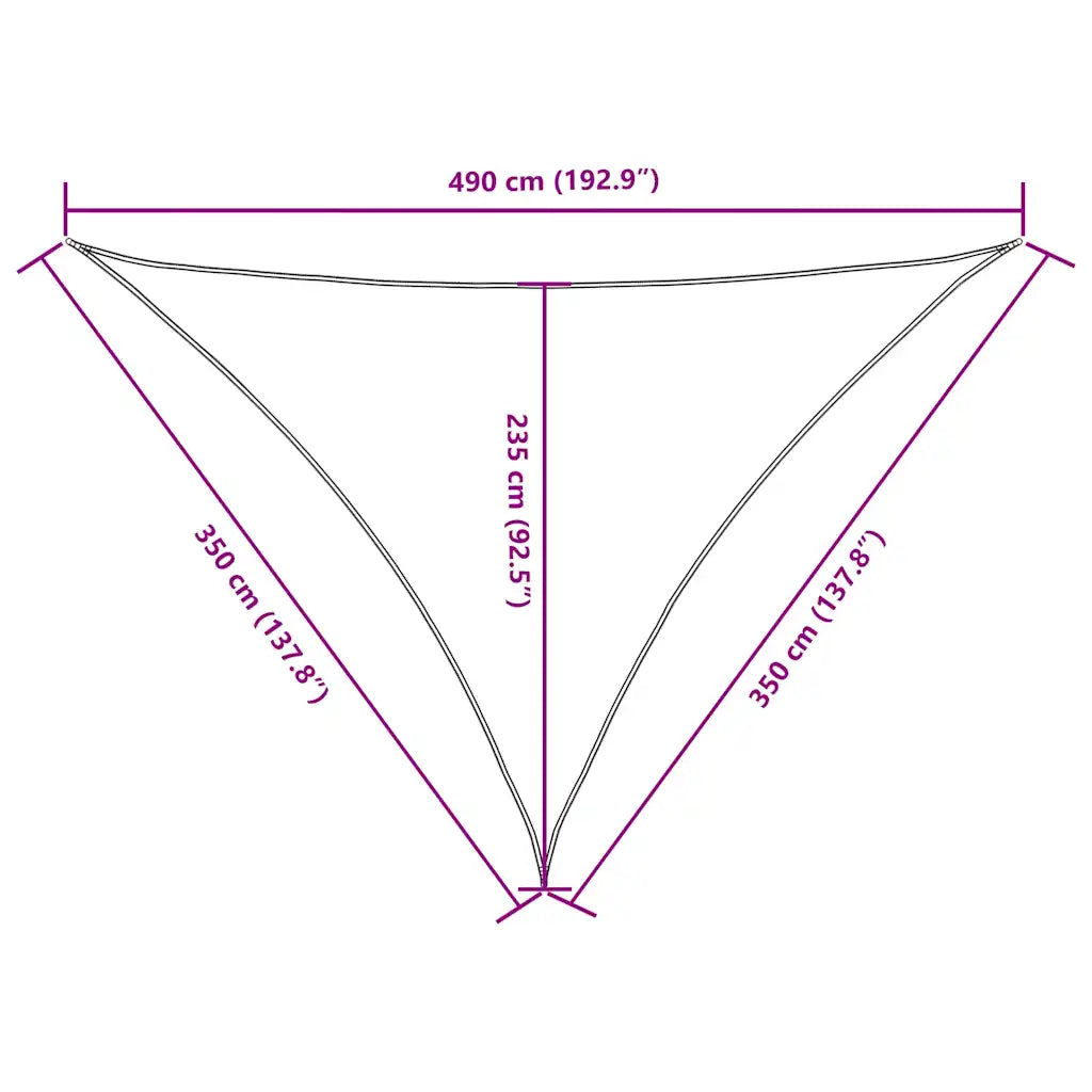 Para-sol est. vela tecido oxford triang. 3,5x3,5x4,9m terracota