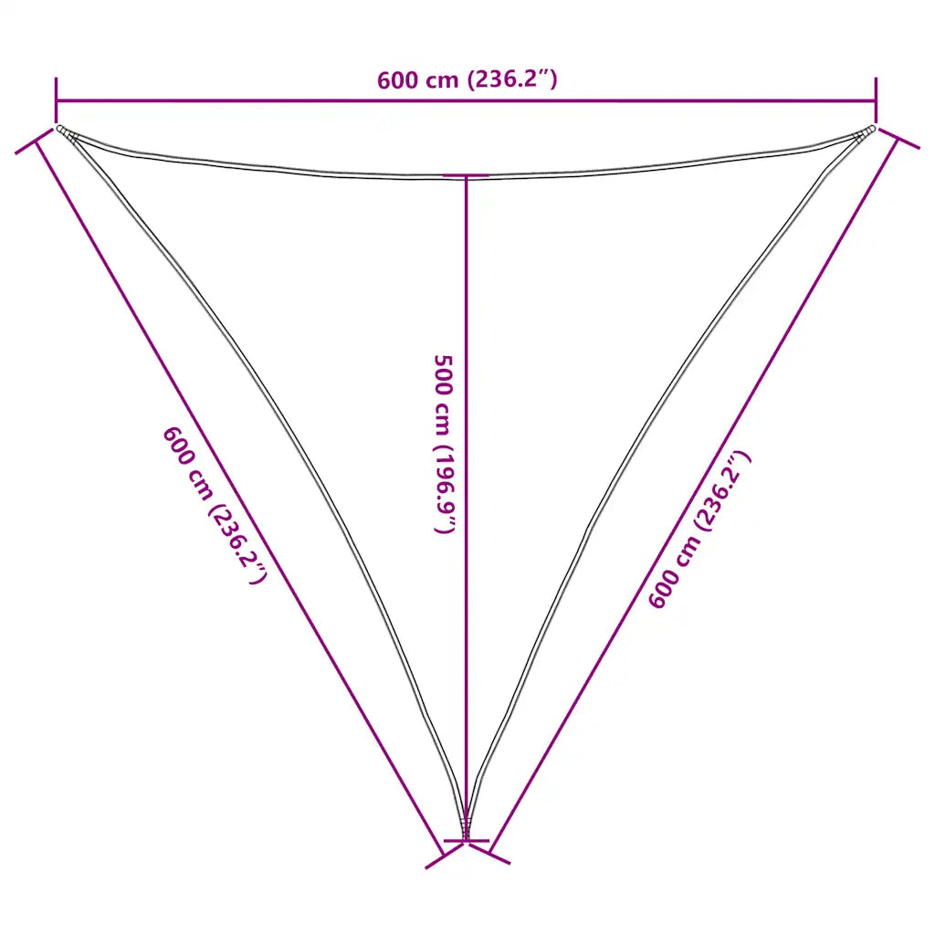Para-sol estilo vela tecido oxford triangular 6x6x6 m terracota