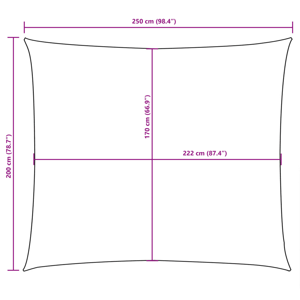 Para-sol estilo vela tecido oxford retangu. 2x2,5m cinza-acast.