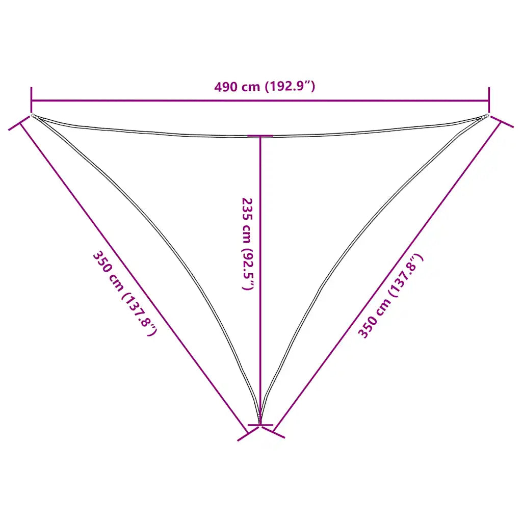 Para-sol tecido oxford triangular 3,5x3,5x4,9m cinza-acastanh.